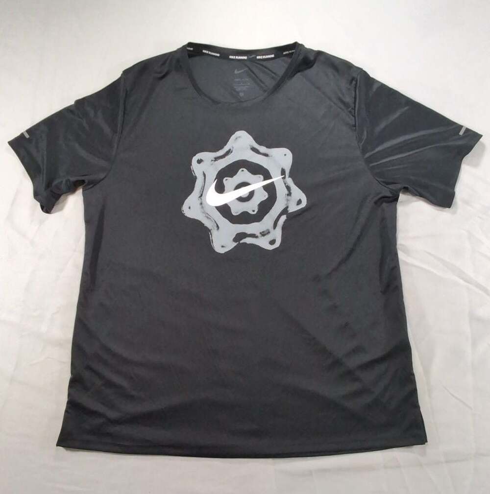 Nike Dri-Fit Wild Run Miler Short Sleeve Running T-Shirt Black Men's Large